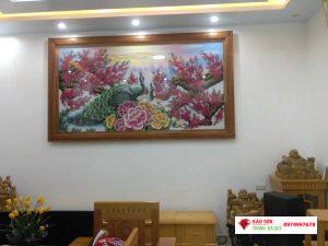 Tranh đá quý công đào mẫu đơn