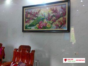 Tranh đá quý công đào mẫu đơn