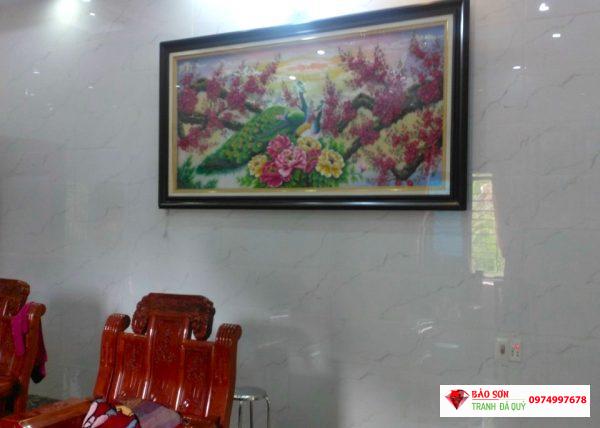 Tranh đá quý công đào mẫu đơn