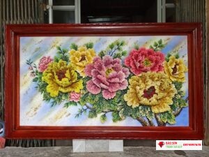 Tranh đá quý hoa mẫu đơn