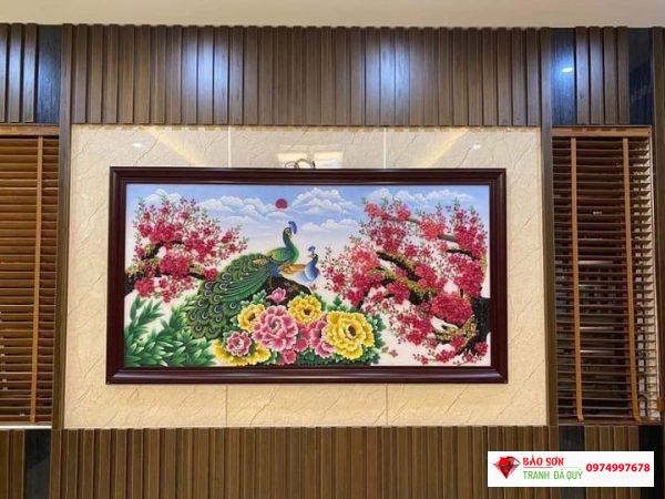 Tranh đá quý công đào mẫu đơn