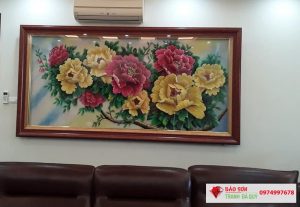 tranh đá quý hoa mẫu đơn