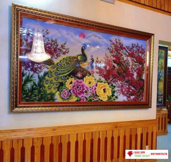 Tranh đá quý công đào mẫu đơn