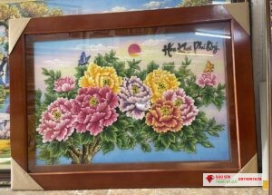 Tranh đá quý hoa mẫu đơn