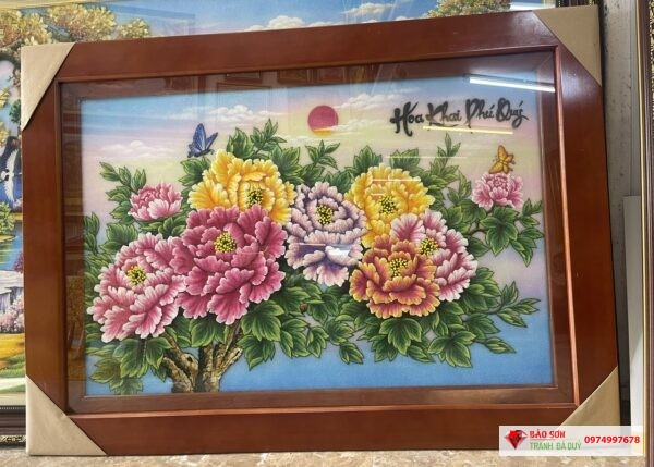 Tranh đá quý hoa mẫu đơn