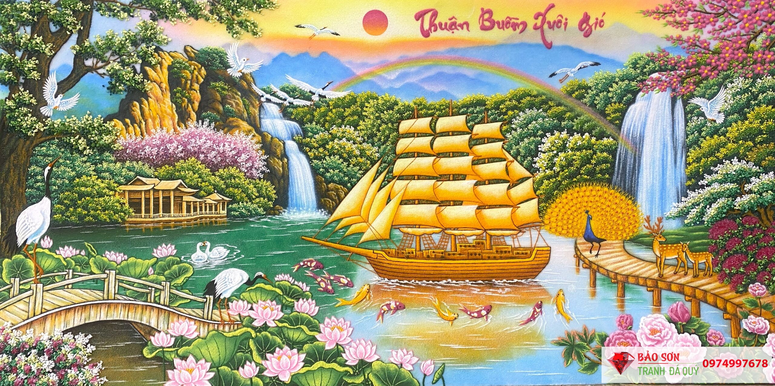 Tranh đá quý thuận buồm xuôi gió