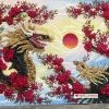 Tranh đá quý hoa đào long phụng sum vầy