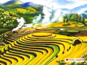 Tranh đá quý ruộng bậc thang