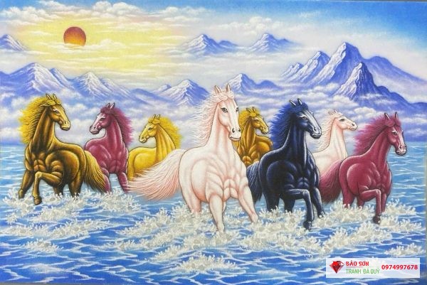 Tranh đá quý mã đáo thành công mệnh thủy