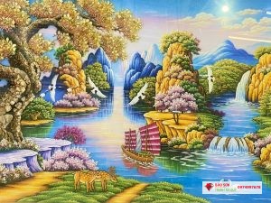 Tranh đá quý cây sồi vàng