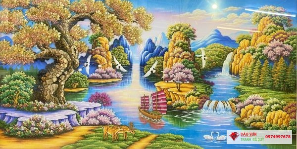 Tranh đá quý cây sồi vàng