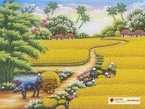 Tranh đá quý đồng quê mùa bội thu 225