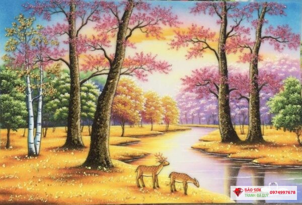 Tranh đá quý rừng cây lá đỏ - Ảnh 3