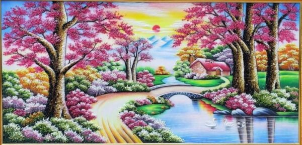 Tranh đá quý rừng cây lá đỏ - Ảnh 2