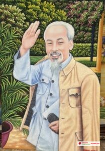 Tranh đá quý bác hồ vẫy tay chào
