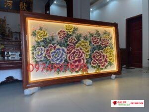 Tranh đá quý hoa mẫu đơn 3d