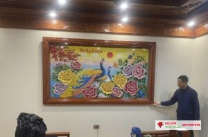 Tranh đá quý công hoa mẫu đơn