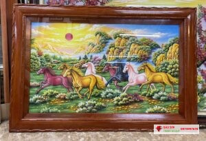 Tranh đá quý mã đáo thành công đẹp