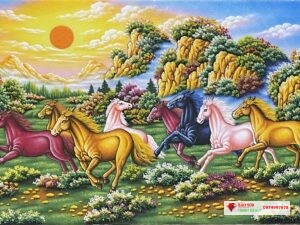 Tranh đá quý mã đáo thành công đẹp