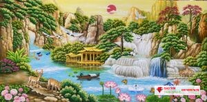 Tranh đá quý sơn thủy hữu tình