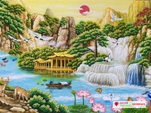 Tranh đá quý sơn thủy hữu tình