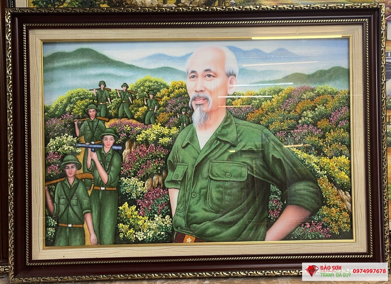 Tranh đá quý bác hồ hành quân đẹp nhất