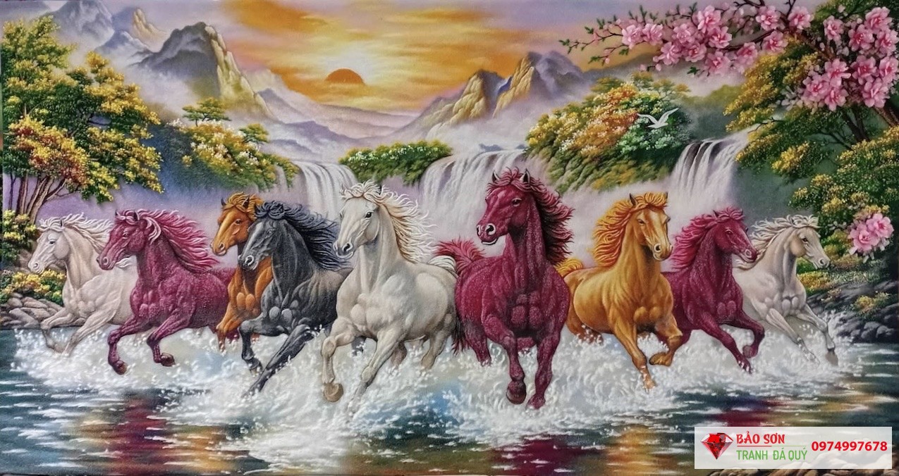 Tranh đá quý mã đáo thành công đẹp