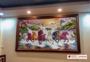 Tranh đá quý mã đáo thành công đẹp