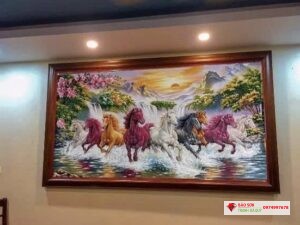 Tranh đá quý mã đáo thành công đẹp