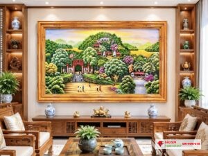 Tranh đá quý phong cảnh Đền Hùng