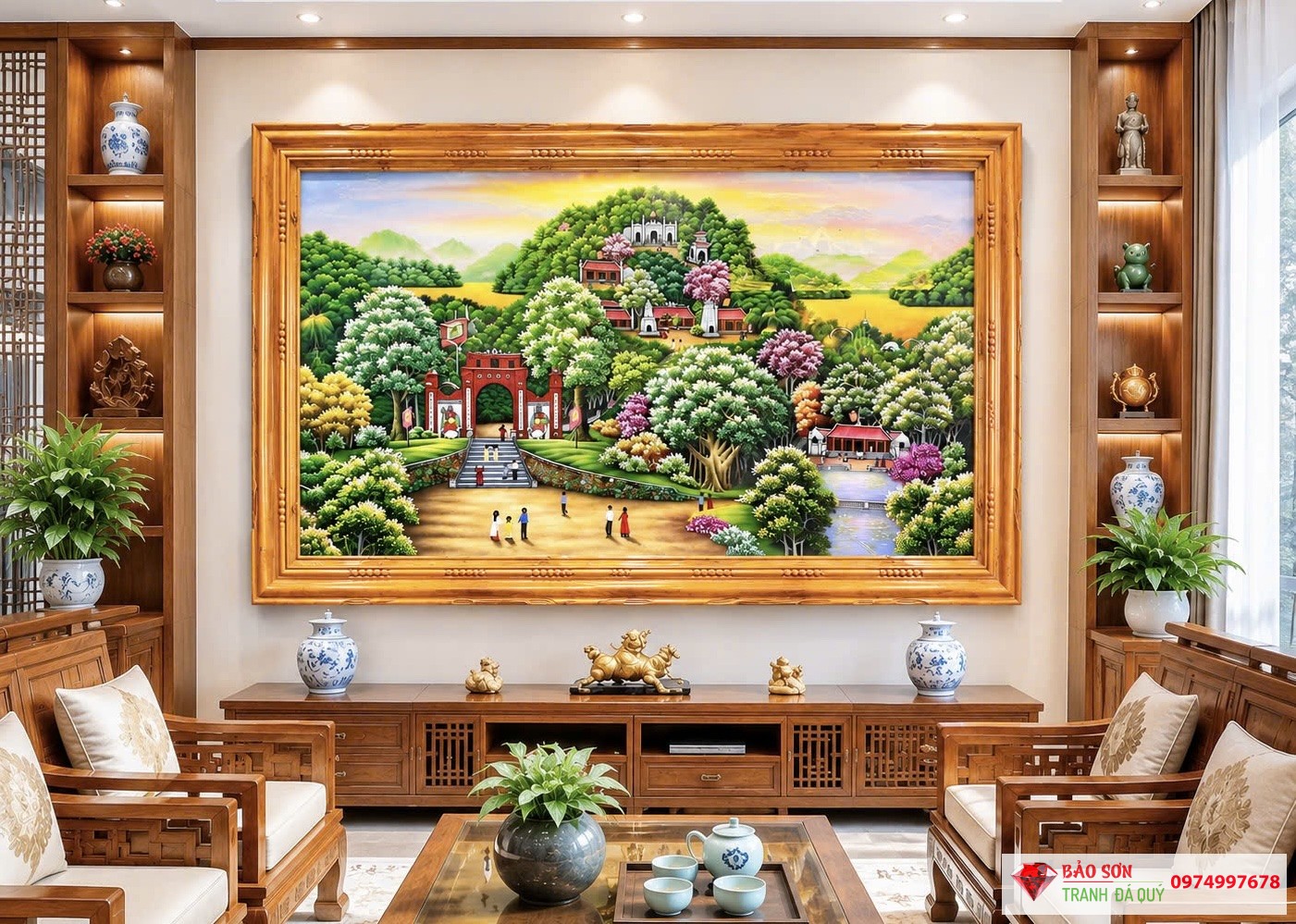 Tranh đá quý phong cảnh Đền Hùng